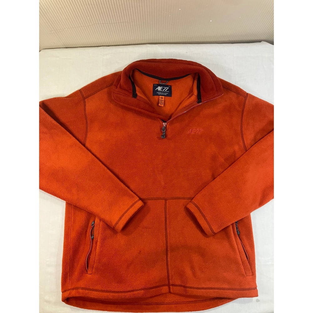 AE77 Performance American Eagle Men XS Orange Quarter Zip Fleece Pullover Jacket